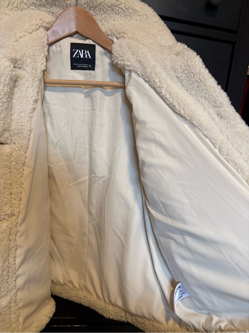 ZARA Women’s XS Cream Sherpa Button-Up Jacket - measurements in pics - Picture 7 of 14